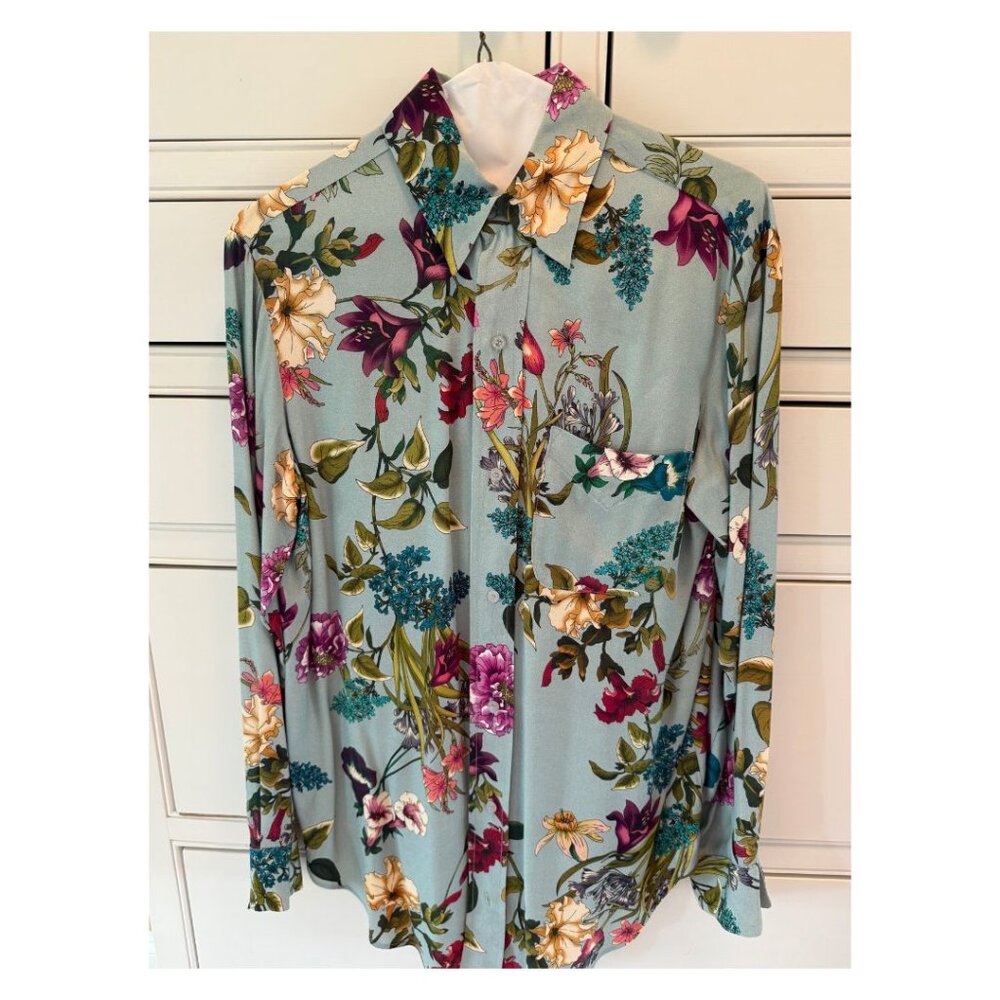 Lavender Brown Floral Blouse – XS